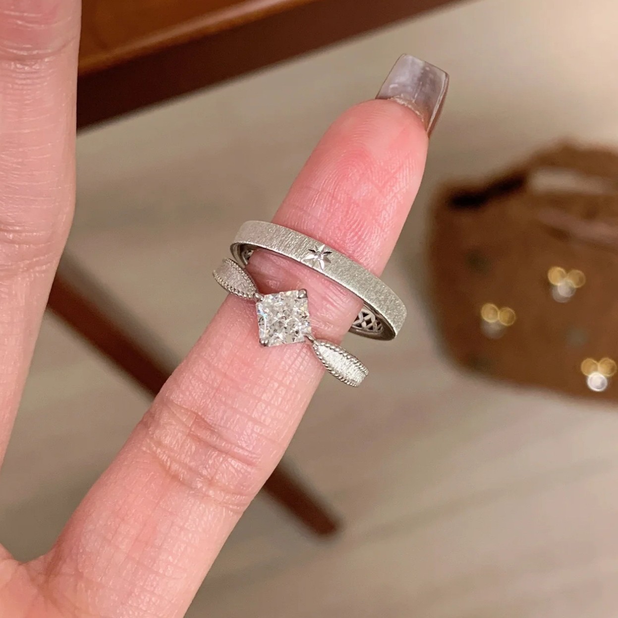Vintage Princess Cut Diamond Ring For Women Square Retro Style_voghion.com