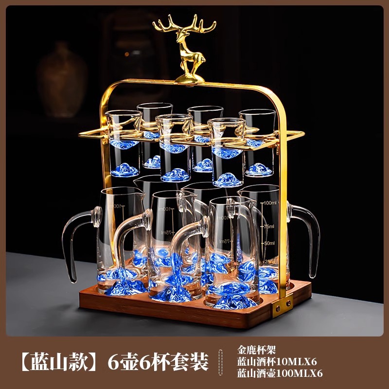 Copa de licor de lámina de oro conjunto de vidrio de cristal dos dos puntos jar Jinshan taza de bala porta taza doméstica mayorista