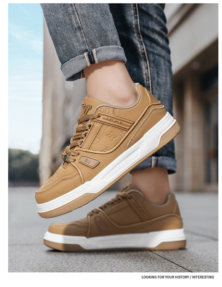 Giày sneaker nam cổ thấp đế dày phối màu, giày thể thao casual dây buộc — G8212 màu trắng, G8212 màu vàng lúa mì, G8212 trắng đen chi tiết 13