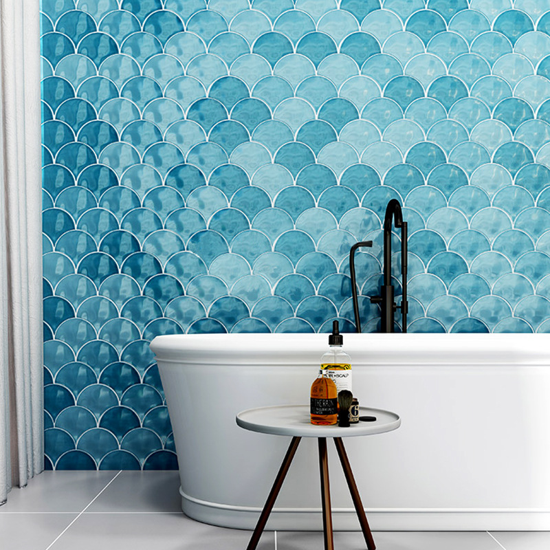 Modern Simple Large Fan-shaped Fish Scale Tile Kitchen Bathroom Internet Celebrity Restaurant Bar B & B Background Wall Tile