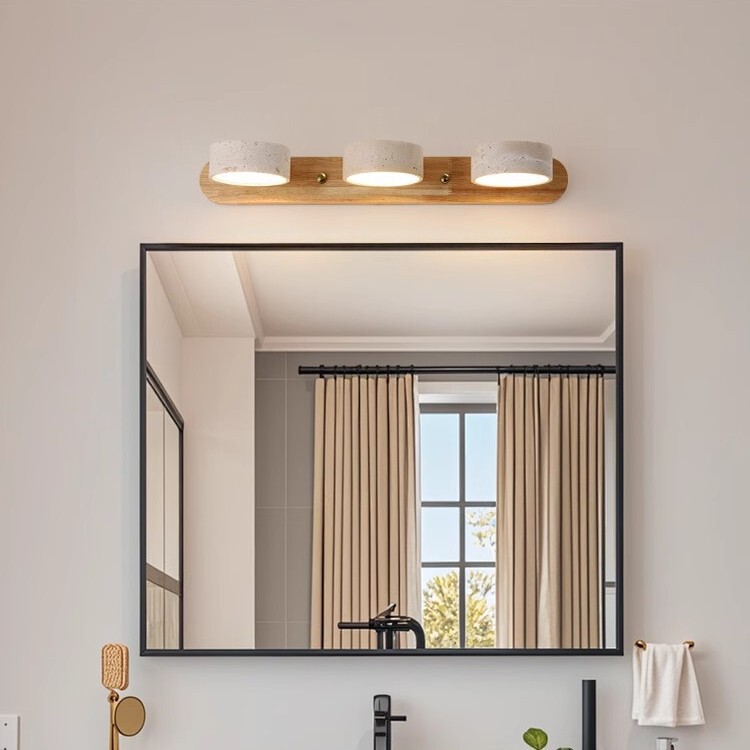 Yellow Travertine Mirror Front Light Bathroom Sink Japanese Retro Simple Vanity Washbasin Bathroom Wall Lamp Yellow Travertine Mirror Front Light Bathroom Sink Japanese Retro Simple Vanity Washbasin Bathroom Wall Lamp