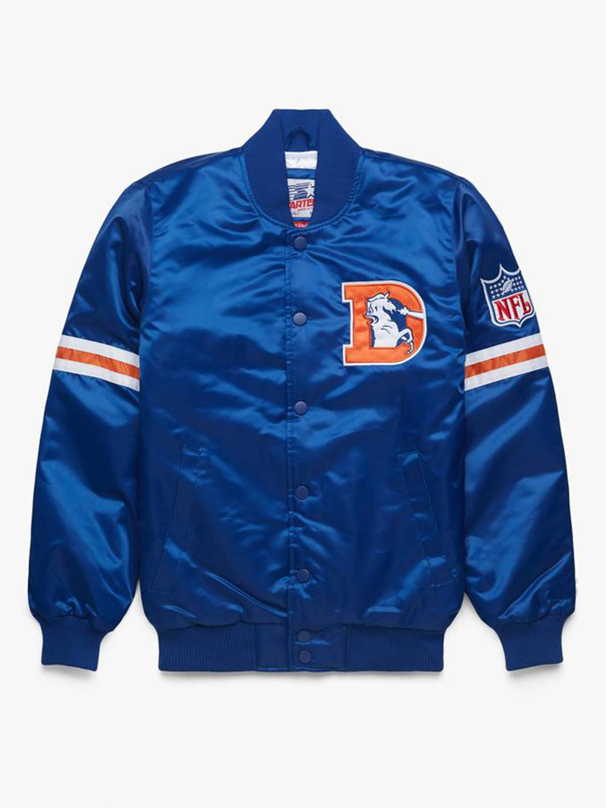 NFL Denver Broncos Bomber Jacket Satin Padded Blue