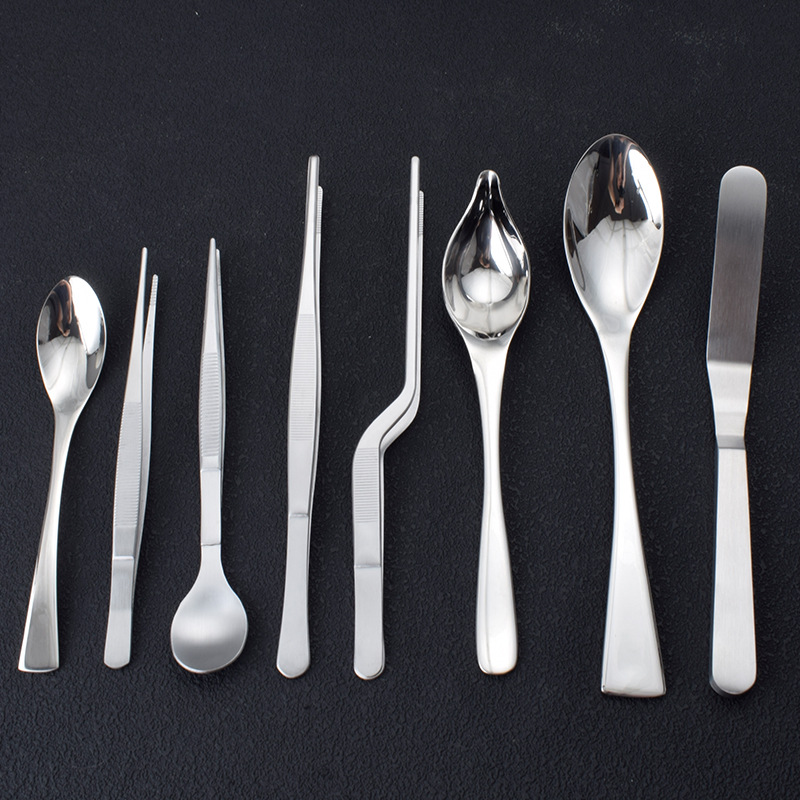 Transfronterizo de 8 piezas de acero inoxidable cucharas de alimentación cucharas de transferencia cucharas de dibujo cucharas de sabor cucharas de alimentación clip