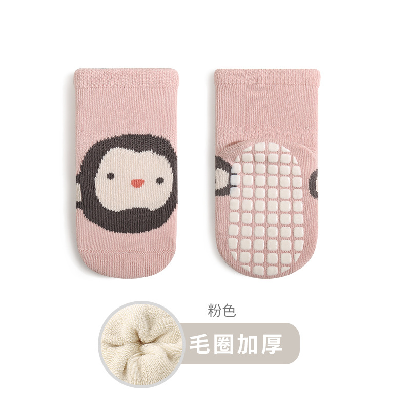 2023 invierno nuevo bebé piso calcetines engrosada Terry bebé antideslizante niño Calcetines niños y niñas calcetines de algodón sin hueso