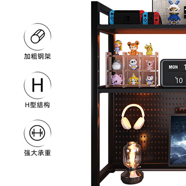 Estante de escritorio de oficina multicapa estante pequeño estante de libros simple estante de hierro forjado pequeño estante de almacenamiento en el escritorio