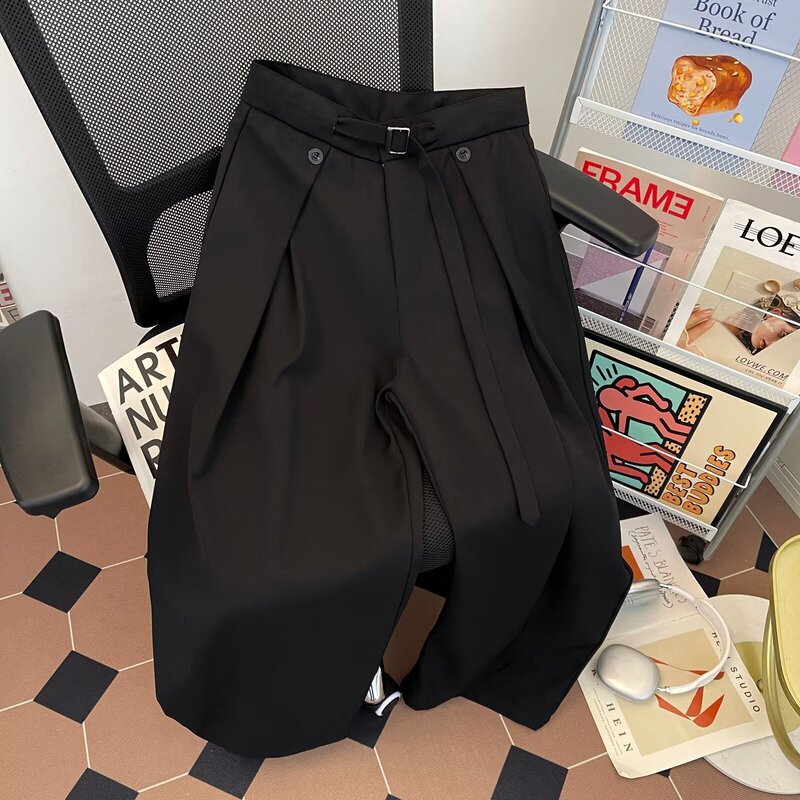 Spring Niche Three-Dimensional Cut Loose Design Wide-Leg Jeans for Men, Stylish High Street Straight Silhouette Casual Pants