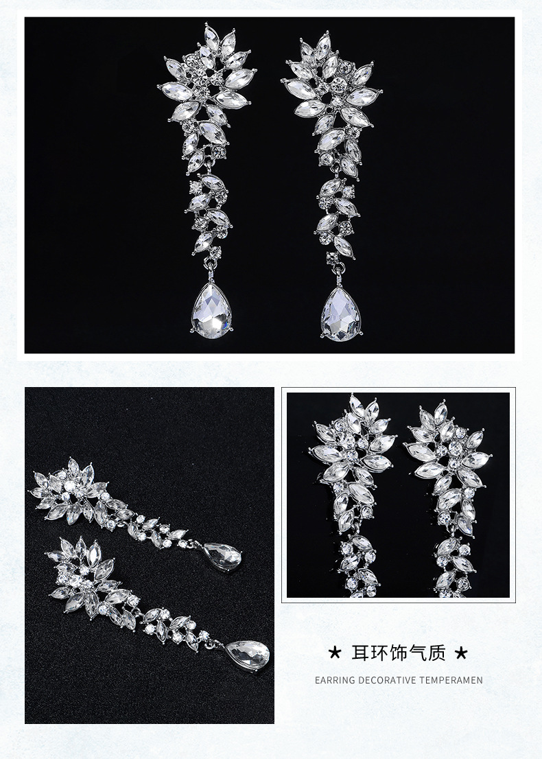 Korean Sparkling Rhinestone Long Alloy Earrings Wholesale Nihaojewelry display picture 6