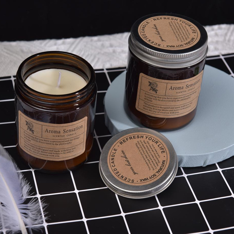 Libre de humo romántico planta cera aromaterapia vela DIY nicho regalo hecho a mano fragancia taza de té botella marrón grande comercio exterior