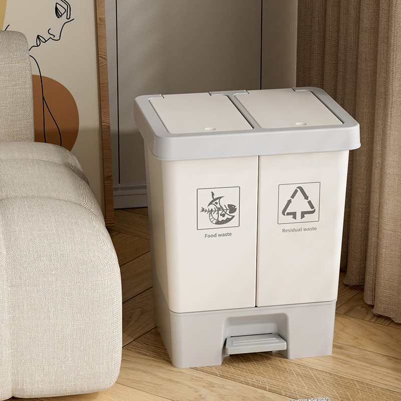 Classified Trash Bin Large Household Pedal Wheeled Kitchen Trash Bin Hotel Commercial Smart Trash Bin with Lid