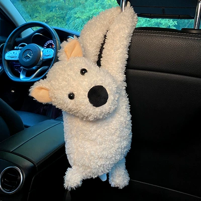 Hanging Westy Dog Cute Car – Car tissue box/set - west-highland-tissue-bag-wool-embryo