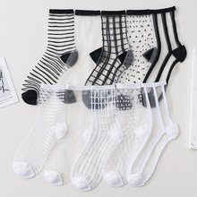 夏季新款玻璃丝袜女透气中筒袜日系卡丝水晶袜夏天薄款 厂家直供