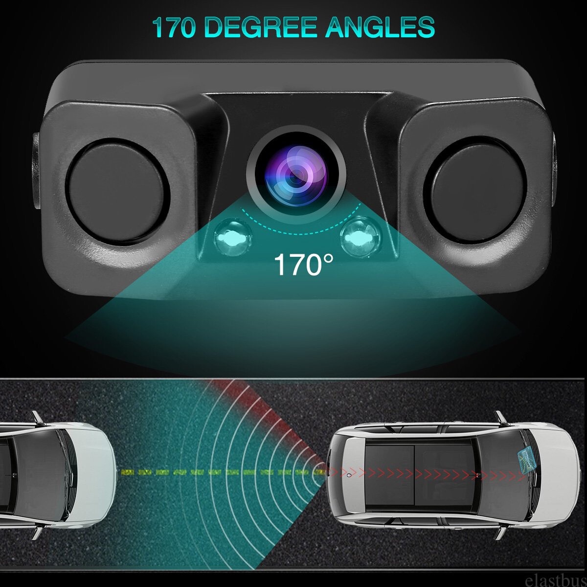 Hd 4.3inch Car Rearview Mirror Monitor + 3-in-1 Parking Radar Sensor Reversing Camera