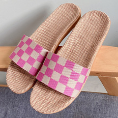 Summer new four-season linen slippers for women at home for couples wooden floor indoor soft-soled anti-slip sandals for men