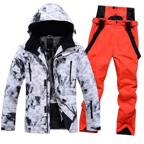 Cross-border e-commerce ski suit set for couples, windproof, waterproof, warm, for single and double ski pants, drop shipping one piece