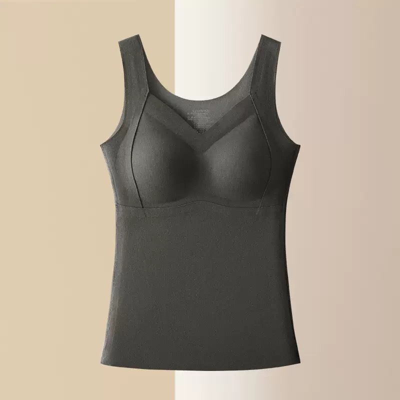 Nuevo chaleco térmico de terciopelo mujeres con almohadilla para el pecho sin sujetador doble capa engrosamiento ropa interior térmica mujeres parches de seda