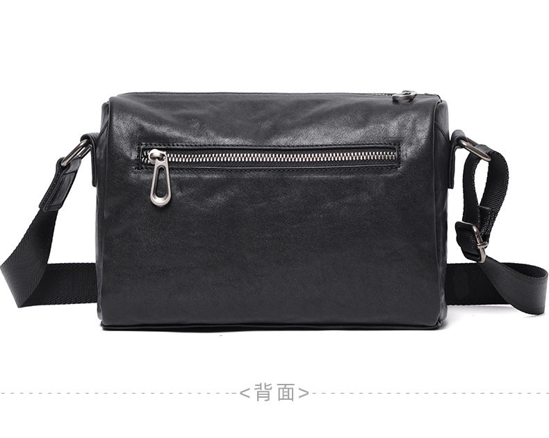 Túi đeo chéo nam da bò thuộc mềm dạng gối 29×11×17 cm — Màu đen chi tiết 12