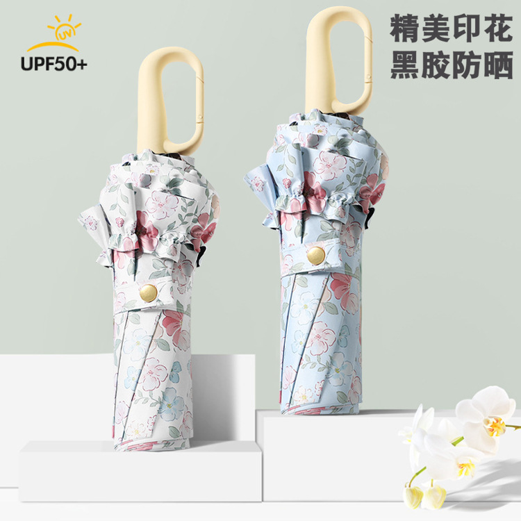 Fresh Floral Print Girly Style Lace Black Rubber Sunscreen Umbrella with 70% off Hand-Operated Ring Clasps, Women's Umbrella, Manufacturer's Ready Stock Wholesale Umbrella Fresh Floral Print Girly Style Lace Black Rubber Sunscreen Umbrella with 70% off Hand-Operated Ring Clasps, Women's Umbrella, Manufacturer's Ready Stock Wholesale Umbrella