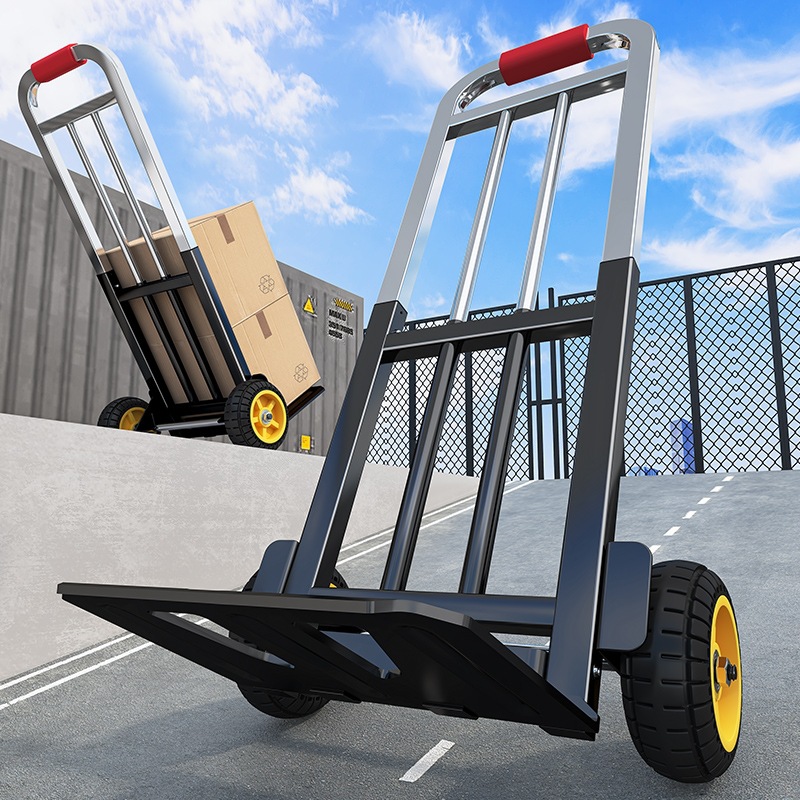 Folding Lightweight Portable Trolley for Home Use, Handcart for Luggage Transport, Sturdy Small Trailer for Moving and Storage