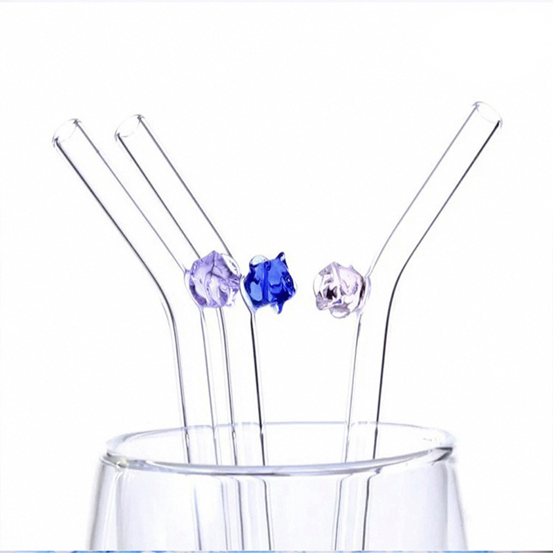 Paja de vidrio borosilicato de paja de vidrio resistente al calor color paja cabeza redonda ventas directas de la fábrica
