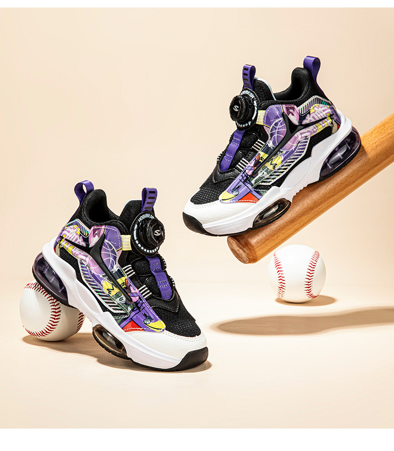 child's shoes Children's autumn basketball shoes breathable rotary buckle boy big children_voghion.com