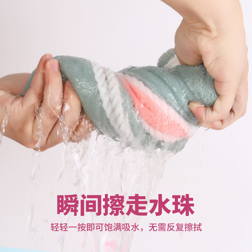 Coral velvet hair drying hat double-layered thickened quick-drying hair towel home convenient hair washing edge towel non shedding wholesale