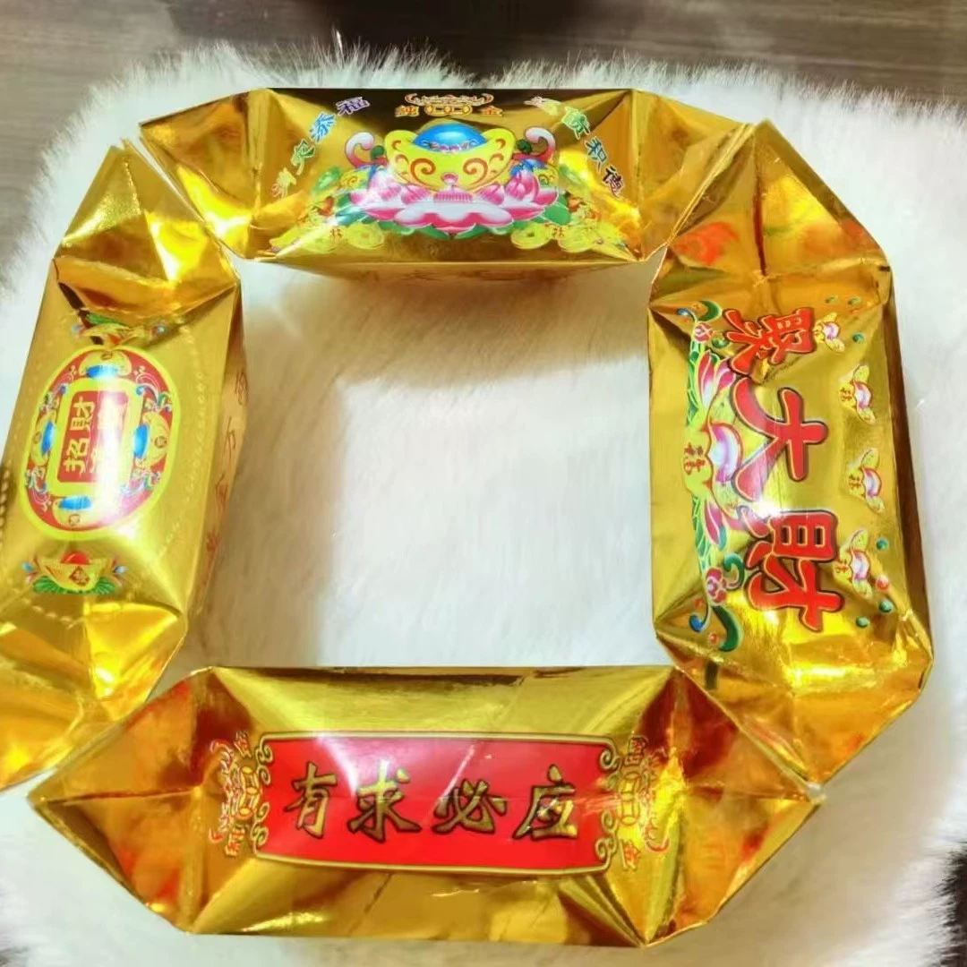 28*31 очень большой золотой слиток, новый позолоченный полуфабрикат с цветком лотоса для благословения, складная золотая чаша с сокровищами.