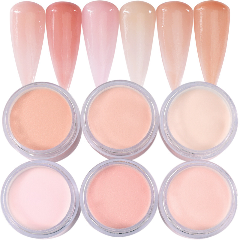 6-color Nail Art Nude Color Crystal Powder Infiltrated Carved Pollen Four-in-One Crystal Powder Extend Nail Art Nail Powder