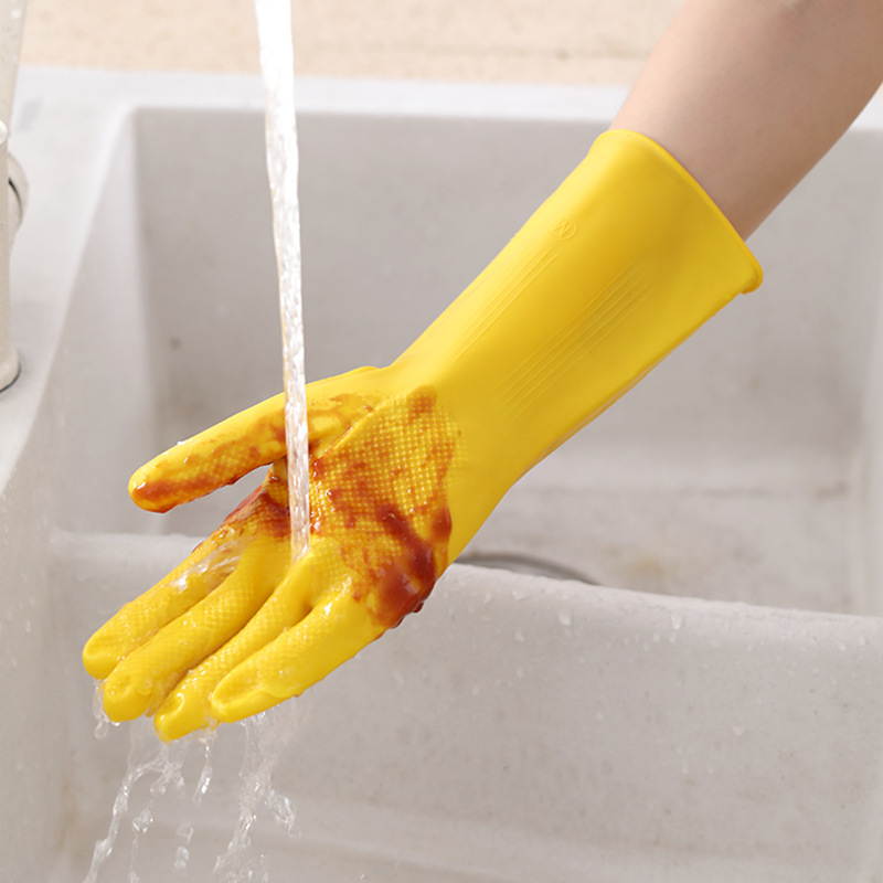 Guantes de látex de tendón grueso duradero de goma lavavajillas impermeable de cocina goma resistente al desgaste de trabajo limpio doméstico