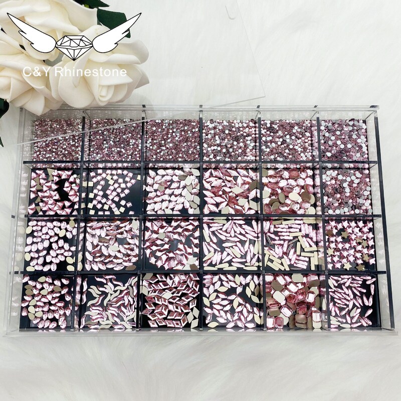 CY shape stone nail design diamond nail art non-mending flat glass crystal rhinestone mixed