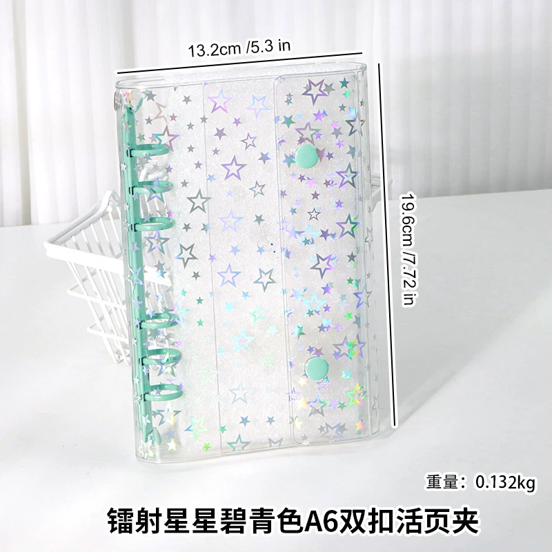 Книжка из ПВХ формата A6/A7/M5 с прозрачной лазерной обложкой, refillable двойная пряжка