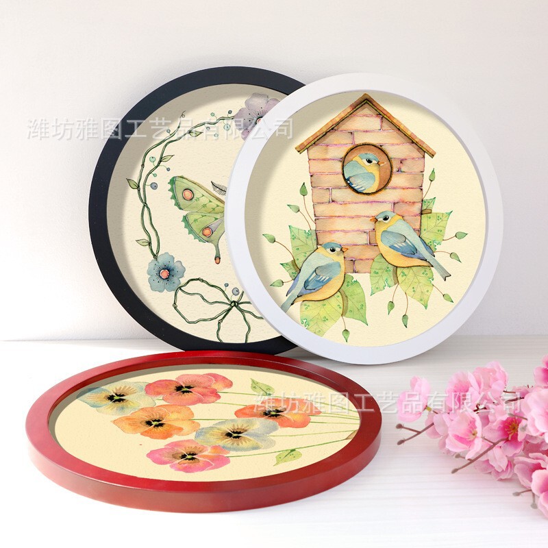 Thickened Wooden Photo Frame, Round and Oval Decorative Picture Frame, Photo Wall, Cross-Stitch Mounting Frame, as Shown in the Picture, Others Thickened Wooden Photo Frame, Round and Oval Decorative Picture Frame, Photo Wall, Cross-Stitch Mounting Frame, as Shown in the Picture, Others
