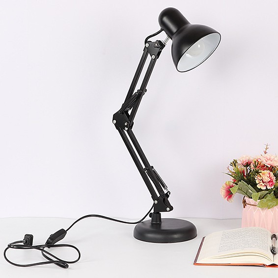Lámpara de escritorio plegable de brazo largo estilo americano, lámpara de escritorio para arte de uñas, lámpara de estudio con protección ocular, pequeña luz nocturna transfronteriza, luz de relleno para transmisiones en vivo y reparaciones.