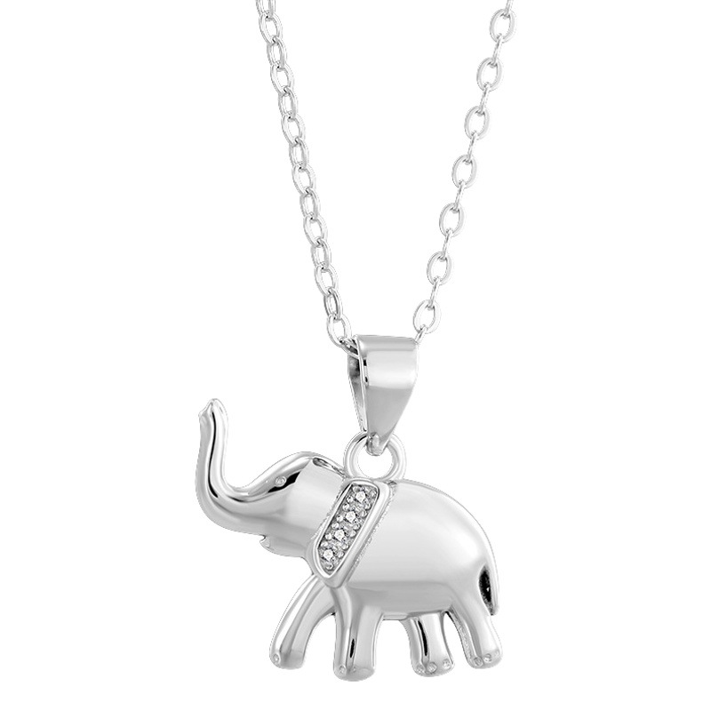 Collar con Colgante de Elefante de Plata de Ley 925, Estilo Europeo y Americano, para Mujer, Cadena de Clavícula Ligera y Lujosa para el Verano, Cadena de Suéter de Alta Gama con Elefante Pequeño