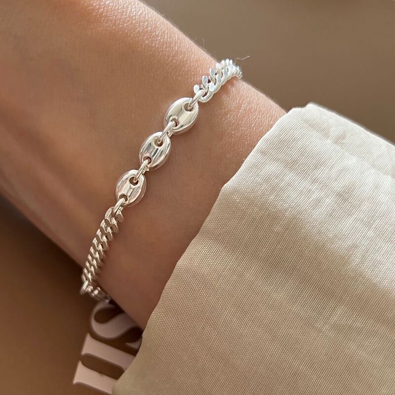 South Korea nandaemun designer s925 sterling silver heavy industry pig nose bracelet niche fashionable blogger same bracelet