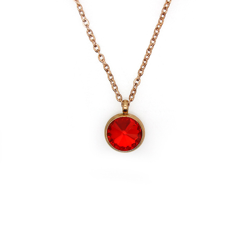 HC531 bright red+rose gold -colored flat cross chain