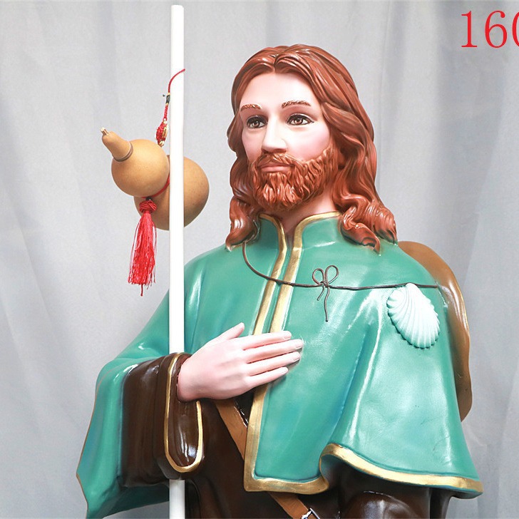 160cm San Rogue Inmunity Lord Protector Ornamento Mirando Estatuas Fiberglass Decoración de la iglesia doméstica