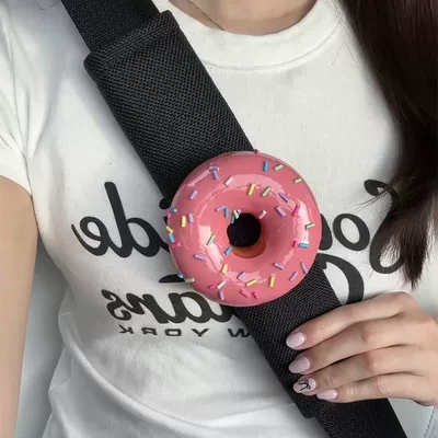 Decompression Artifact Car Safety – Seat belt shoulder pad - strawberry-donut-shoulder-pads