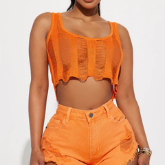 2024 New Model Cross-Border International Trade European and American Women's Fashion Lacy Sexy Girl Outerwear Knitted Backless Top