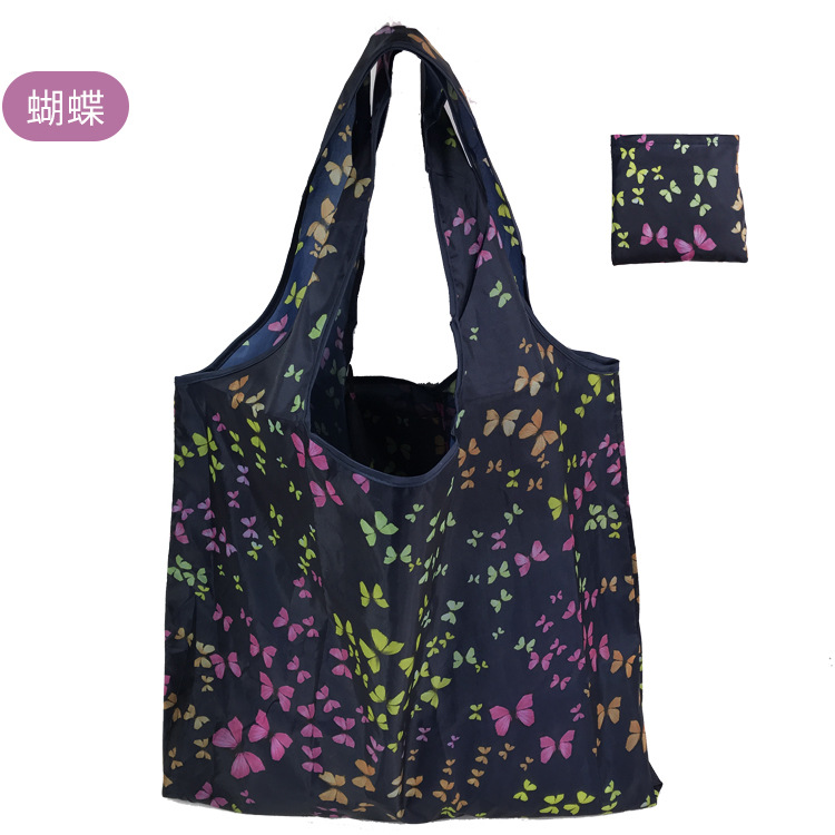 En stock pelo rápido Grande 190T tela de flores bolsa de compras Portátil Bolsa de poliéster bolsa plegable al por mayor bolsa de regalo publicitario