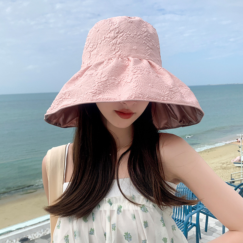 Korean Version of Women's Sunshade and Sun Protection Sun Hat with Large Edges Summer Outdoor UV Protection Bow Shaped Beach Fisherman Hat_voghion.com