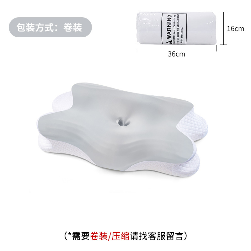 Almohada de espuma viscoelástica Amazon, almohada de espuma viscoelástica de alta calidad que no se desmorona, almohada en forma de mariposa de clase A, almohada de soporte para el cuello, tejido de punto de rebote lento.