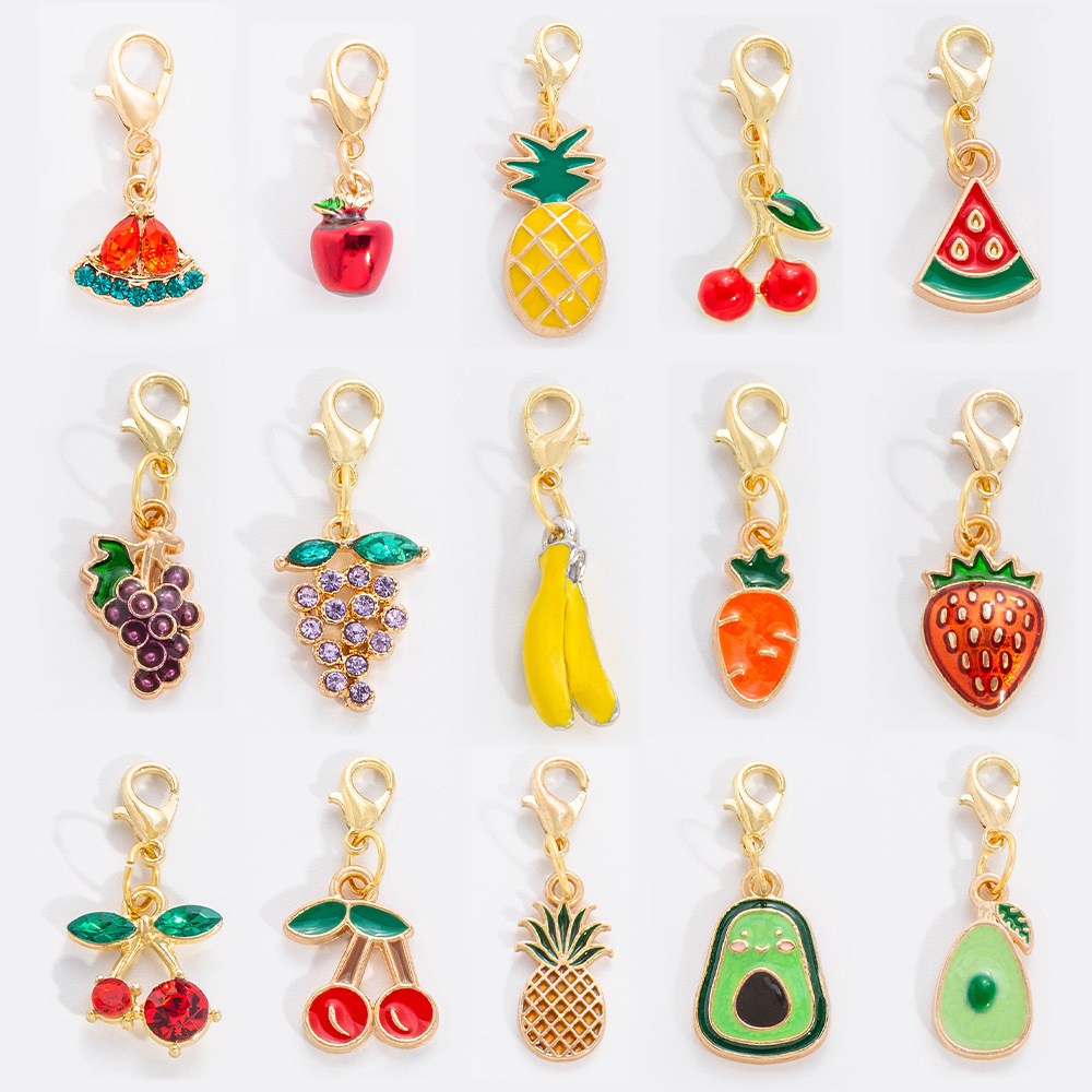 20 PCS/Package Quantity Alloy Material 20 PCS/Package 25*12mm Alloy Zircon Cherry Fruit Polished Pendant Jewelry Accessories