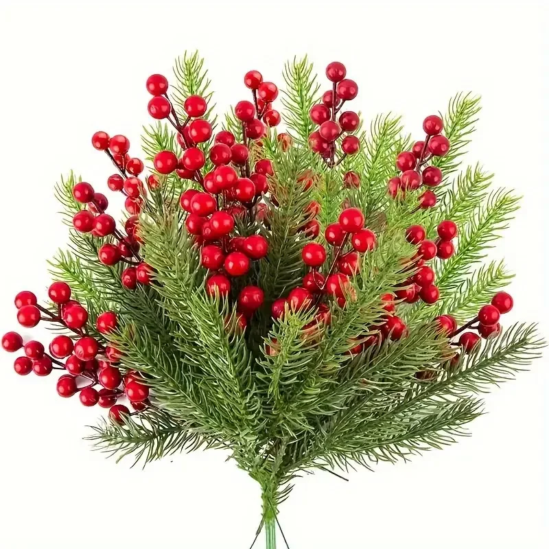 Кросс-бордер посвящение Amazon к Christmas искусственные ветви можжевельника и кипариса, красная мякоть, зима зелёный плод золотой гинкговый лист цветок