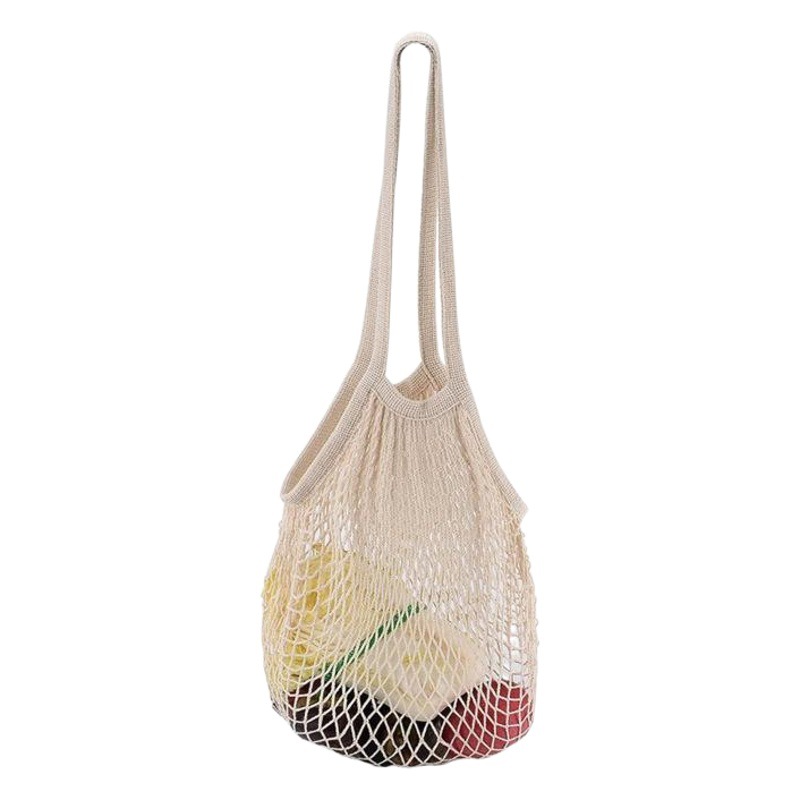 Bolsa de malla de algodón portátil al por mayor Bolsa de compras Supermercado Bolsa de malla de verduras y frutas Bolsa de compras Bolsa tejida hueca