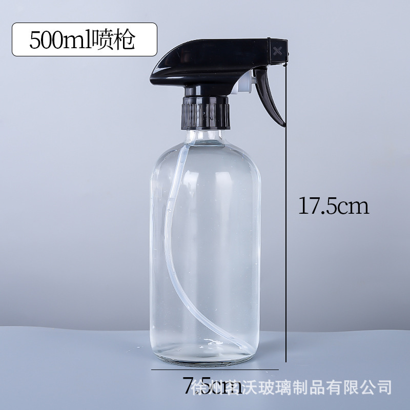 Botella de Boston de vidrio transparente de 500ml botella de emulsión de bomba de presión botella de aceite esencial botella de gran volumen botella de pulverización image 24