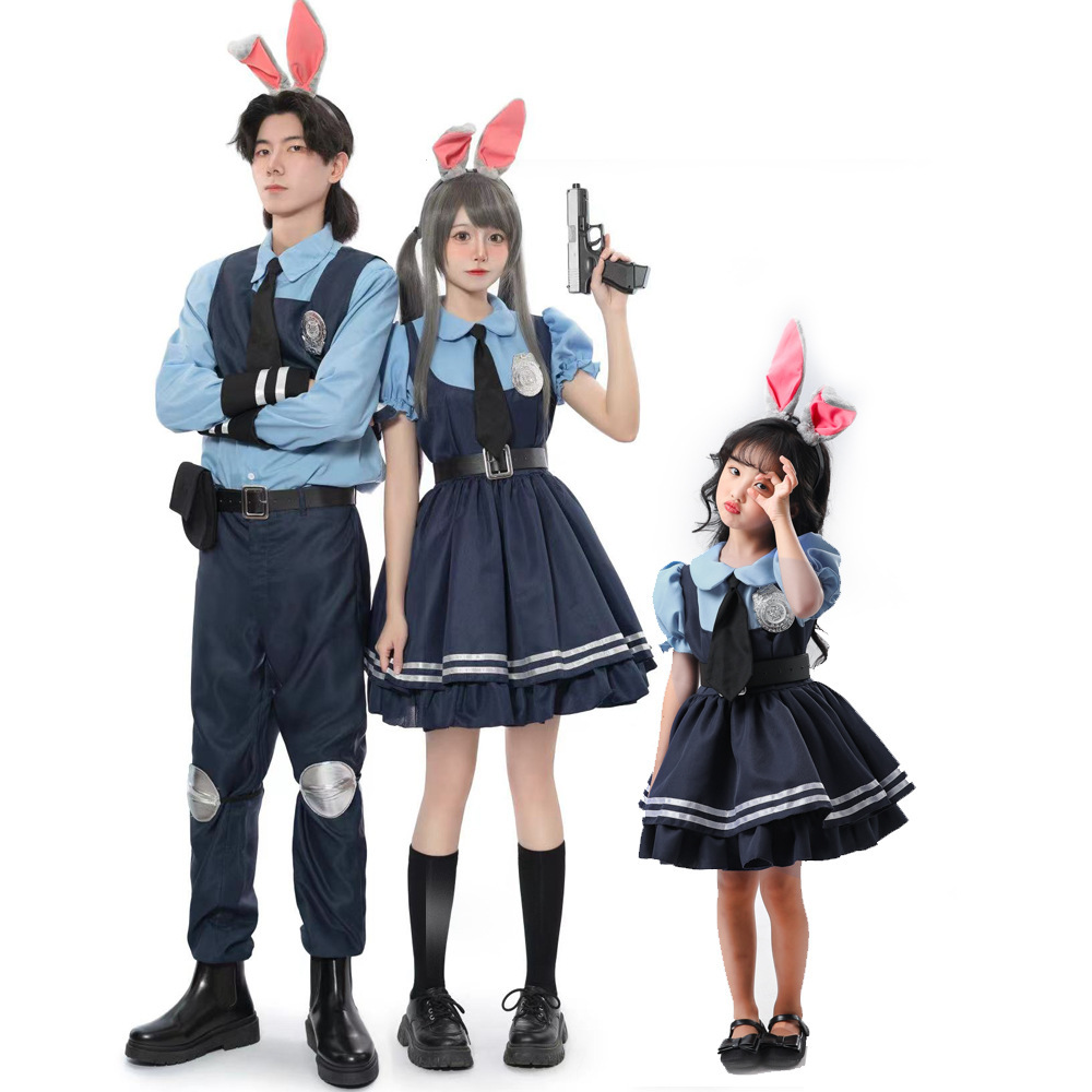 電影《瘋狂動物城》Cosplay兔朱迪警察演出服 男 女 兒童動漫服裝