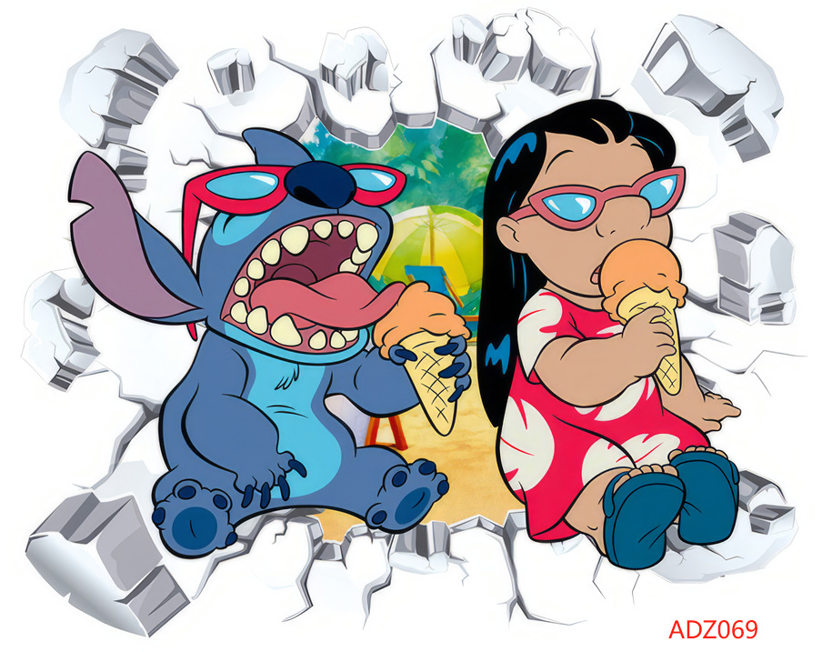Cartoon transfronterizo Sticky pared pegatinas tridimensionales a través de la pared decoración de la pared de la habitación de niños pegatinas autoadhesivas diseño de fondo creativo