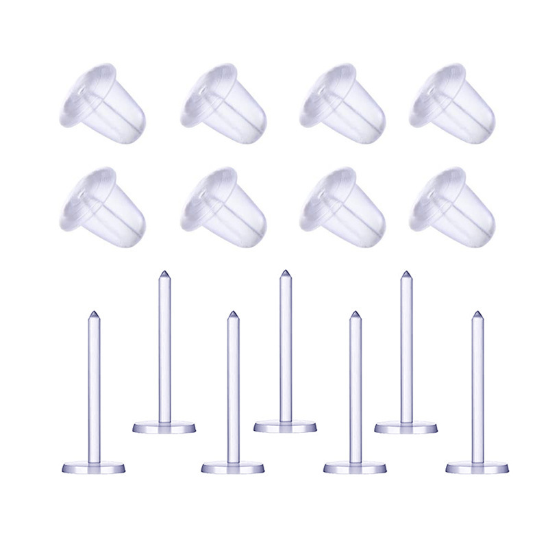 Cross-Border Flat Ear Studs with Ear Plug Set for Ear Care, Cup-Shaped Ear Studs, Spherical Resin Ear Sticks, Ear Needle Jewelry Accessories