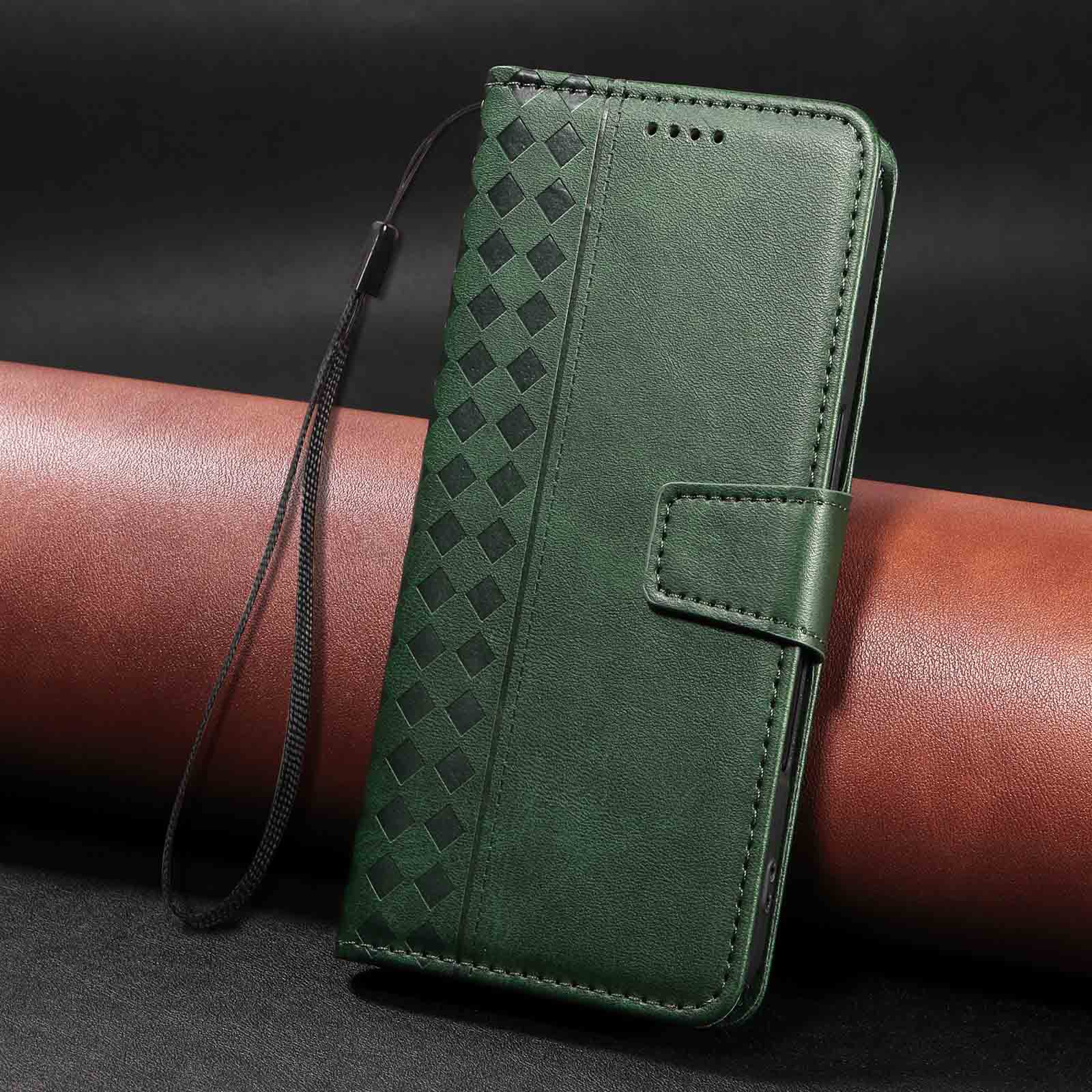 适用三星S25FE小方格手机壳S24翻盖S23牛纹皮套Note10插卡保护套