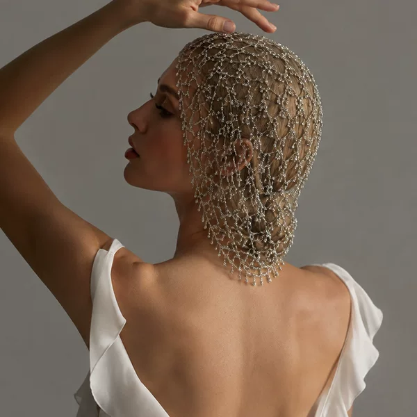 Trendy mesh hair chain with a high-end, light-luxury feel, rhinestone hair chain, princess party accessory, headwear
